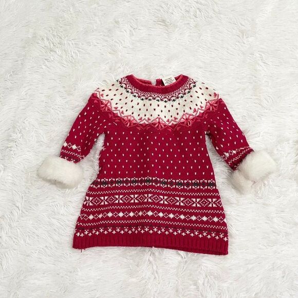 Kids Aspen Snow Flake Sweater in Red and White Size 0-3M - Picture 1 of 10